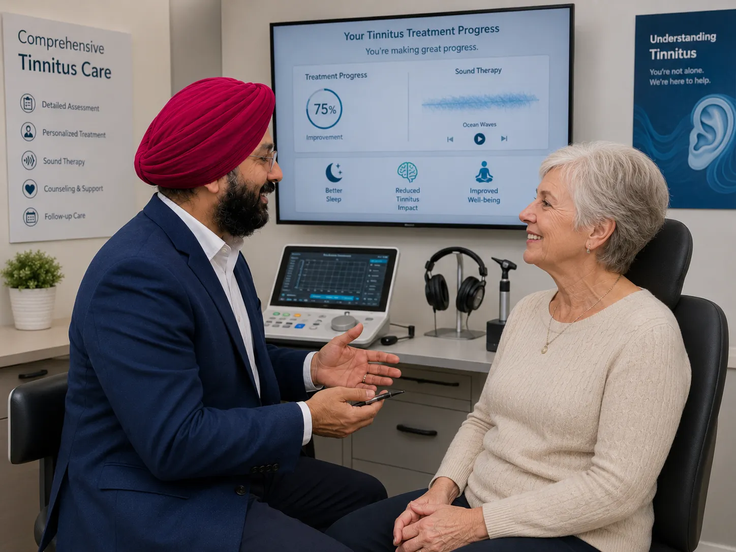 Friendly hearing care appointment