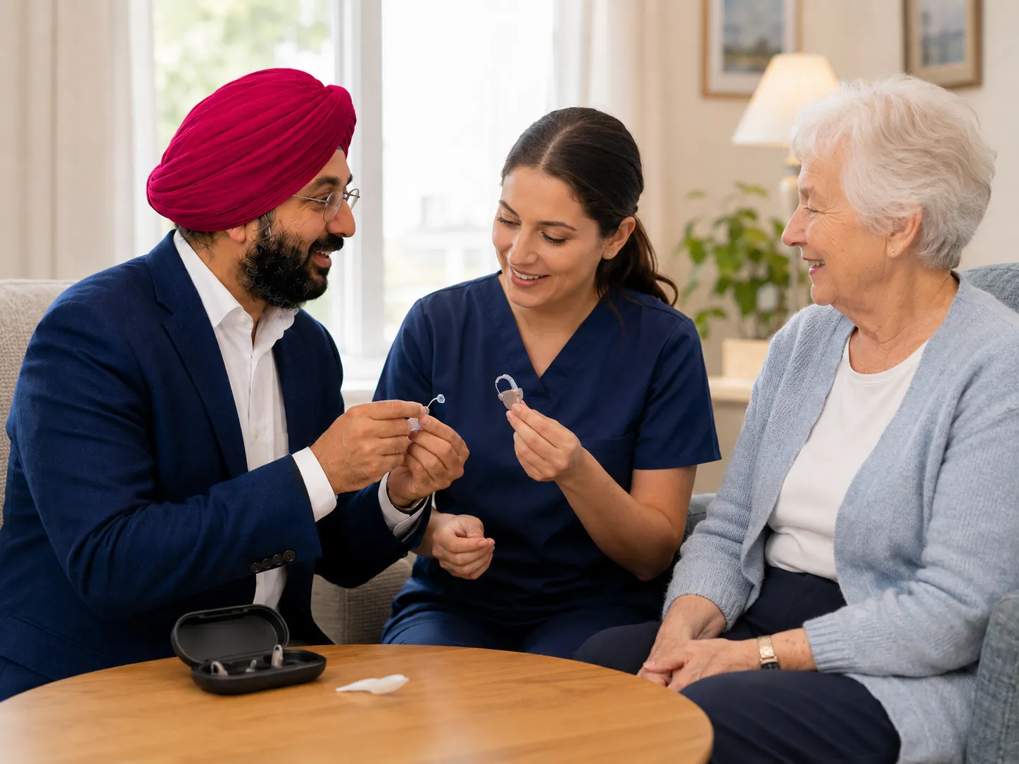 Older adult enjoying better connection after aged care audiology support